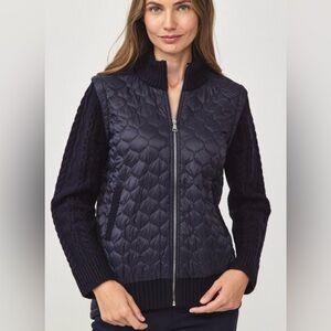 Talbots Navy Quilted Knit Sleeve Jacket ⭐️